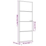 fekete edzett üveg és alumínium vékony beltéri ajtó 76x201,5 cm