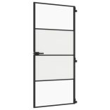 fekete edzett üveg és alumínium vékony beltéri ajtó 93x201,5 cm