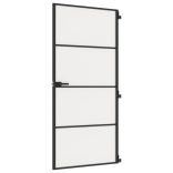 fekete edzett üveg és alumínium vékony beltéri ajtó 93x201,5 cm