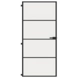 fekete edzett üveg és alumínium vékony beltéri ajtó 93x201,5 cm