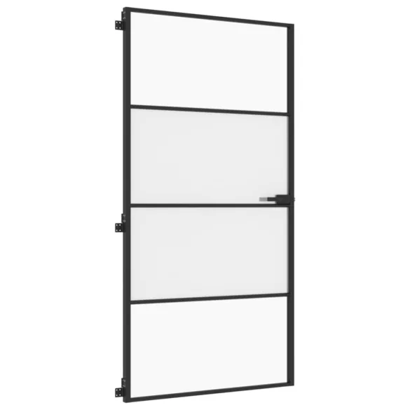 fekete edzett üveg és alumínium beltéri ajtó 102,5x201,5 cm