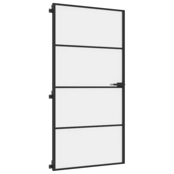 fekete edzett üveg és alumínium beltéri ajtó 102,5x201,5 cm