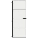 fekete edzett üveg és alumínium vékony beltéri ajtó 76x201,5 cm