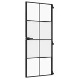 fekete edzett üveg és alumínium vékony beltéri ajtó 83x201,5 cm