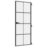 fekete edzett üveg és alumínium vékony beltéri ajtó 83x201,5 cm