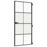 fekete edzett üveg és alumínium vékony beltéri ajtó 93x201,5 cm