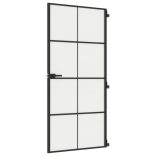 fekete edzett üveg és alumínium vékony beltéri ajtó 93x201,5 cm