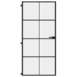 fekete edzett üveg és alumínium vékony beltéri ajtó 93x201,5 cm