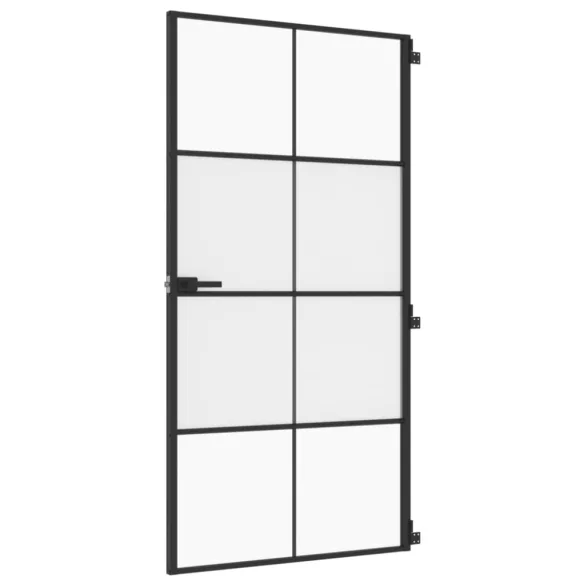 fekete edzett üveg és alumínium beltéri ajtó 102,5x201,5 cm