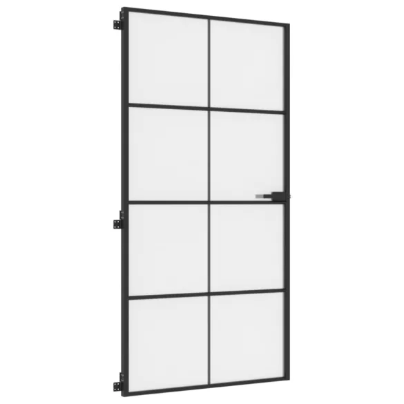 fekete edzett üveg és alumínium beltéri ajtó 102,5x201,5 cm