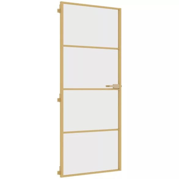 arany edzett üveg és alumínium vékony beltéri ajtó 83x201,5 cm