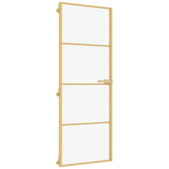 arany edzett üveg és alumínium vékony beltéri ajtó 76x201,5 cm