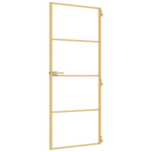 arany edzett üveg és alumínium vékony beltéri ajtó 83x201,5 cm