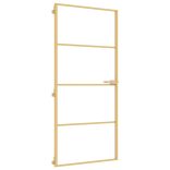 arany edzett üveg és alumínium vékony beltéri ajtó 93x201,5 cm