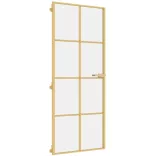 arany edzett üveg és alumínium vékony beltéri ajtó 83x201,5 cm