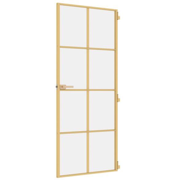 arany edzett üveg és alumínium vékony beltéri ajtó 83x201,5 cm