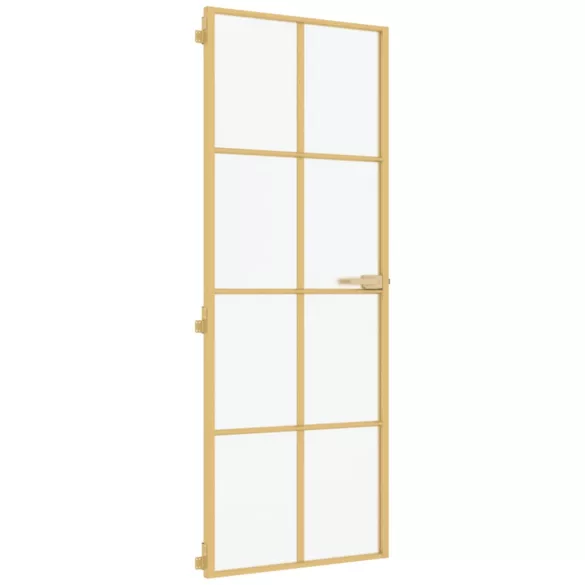 arany edzett üveg és alumínium vékony beltéri ajtó 76x201,5 cm
