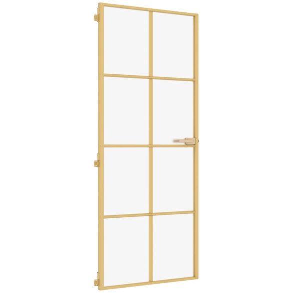 arany edzett üveg és alumínium vékony beltéri ajtó 83x201,5 cm