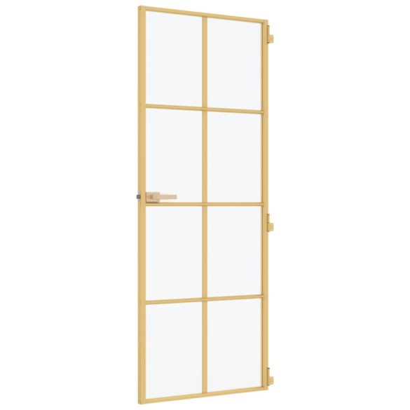 arany edzett üveg és alumínium vékony beltéri ajtó 83x201,5 cm