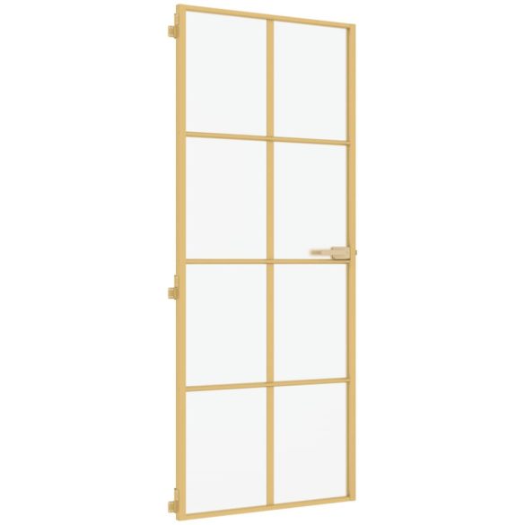 arany edzett üveg és alumínium vékony beltéri ajtó 93x201,5 cm