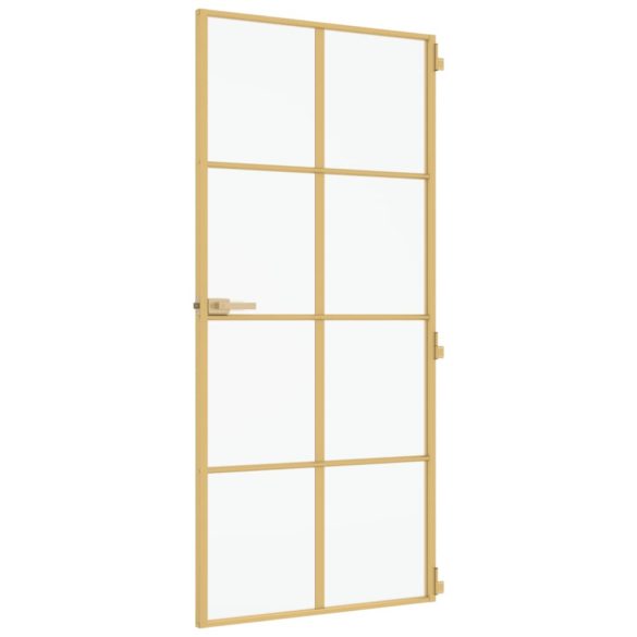 arany edzett üveg és alumínium vékony beltéri ajtó 93x201,5 cm