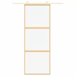aranyszínű átlátszó ESG üveg és alumínium tolóajtó 76 x 205 cm
