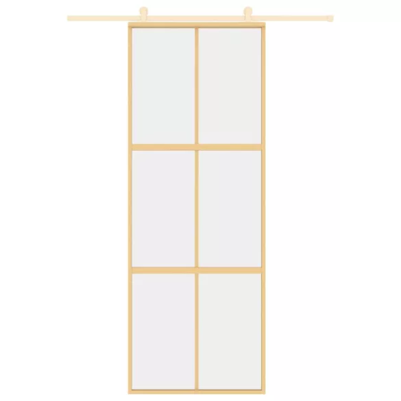 aranyszínű átlátszó ESG üveg és alumínium tolóajtó 76 x 205 cm