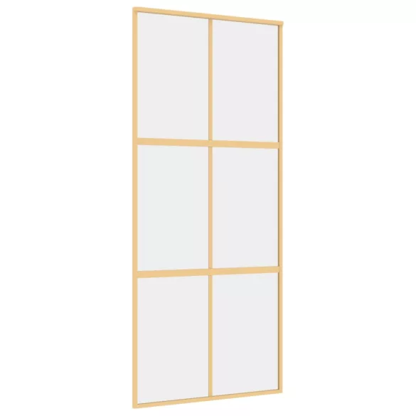 aranyszínű átlátszó ESG üveg és alumínium tolóajtó 90 x 205 cm