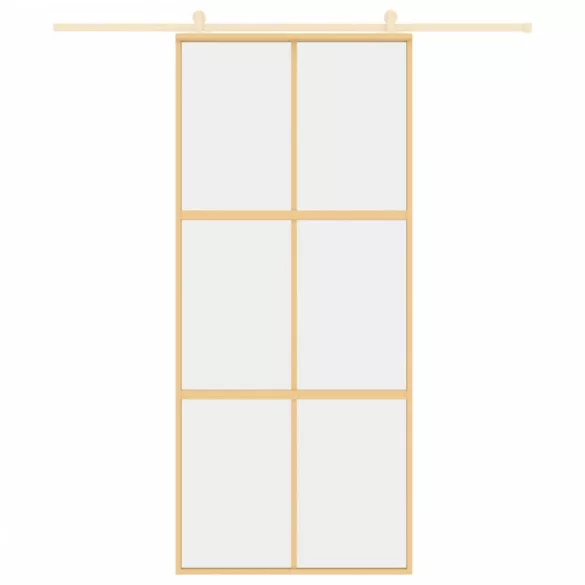 aranyszínű átlátszó ESG üveg és alumínium tolóajtó 90 x 205 cm