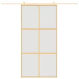 aranyszínű ESG tejüveg és alumínium tolóajtó 102,5 x 205 cm