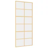 aranyszínű átlátszó ESG üveg és alumínium tolóajtó 90 x 205 cm
