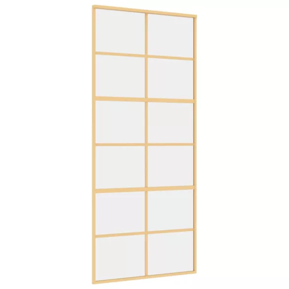 aranyszínű átlátszó ESG üveg és alumínium tolóajtó 90 x 205 cm