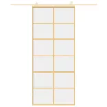 aranyszínű átlátszó ESG üveg és alumínium tolóajtó 90 x 205 cm