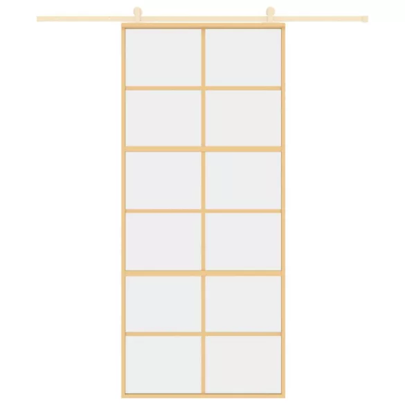 aranyszínű átlátszó ESG üveg és alumínium tolóajtó 90 x 205 cm