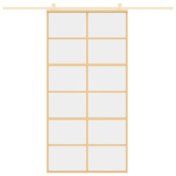 aranyszínű átlátszó ESG üveg és alumínium tolóajtó 102,5x205 cm