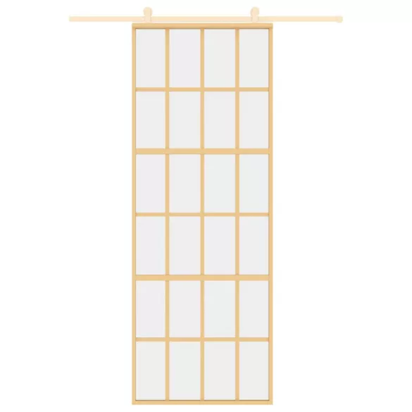 aranyszínű átlátszó ESG üveg és alumínium tolóajtó 76 x 205 cm