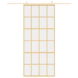 aranyszínű átlátszó ESG üveg és alumínium tolóajtó 90 x 205 cm