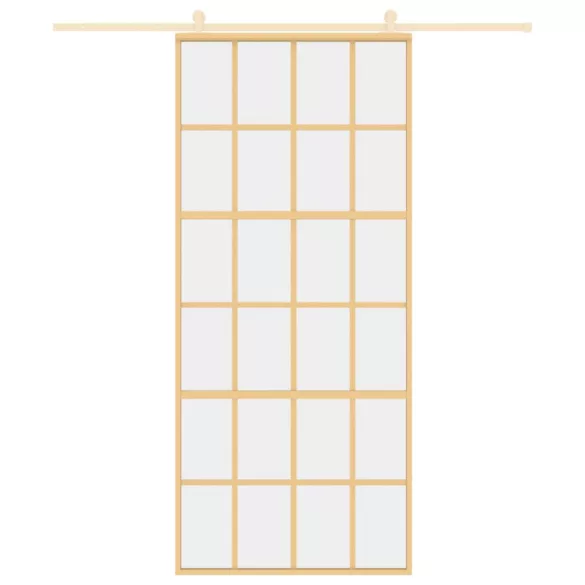 aranyszínű átlátszó ESG üveg és alumínium tolóajtó 90 x 205 cm