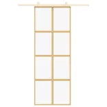aranyszínű átlátszó ESG üveg és alumínium tolóajtó 76 x 205 cm