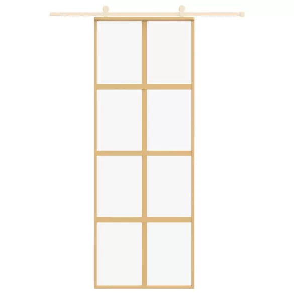 aranyszínű átlátszó ESG üveg és alumínium tolóajtó 76 x 205 cm
