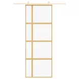 aranyszínű átlátszó ESG üveg és alumínium tolóajtó 76 x 205 cm
