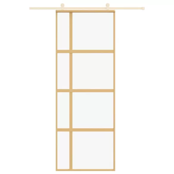 aranyszínű átlátszó ESG üveg és alumínium tolóajtó 76 x 205 cm