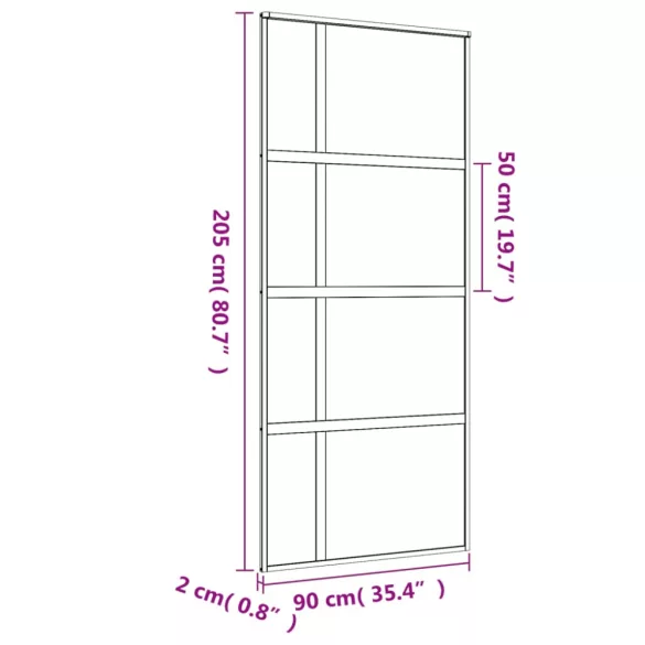 aranyszínű ESG tejüveg és alumínium tolóajtó 90 x 205 cm