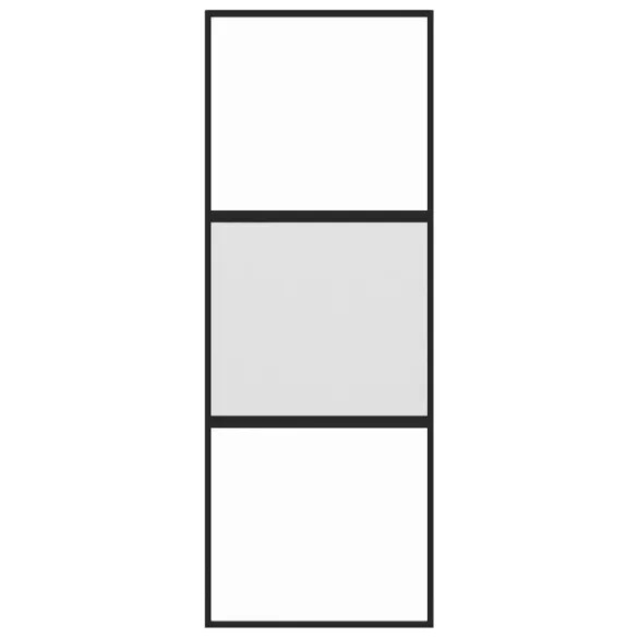 fekete edzett üveg és alumínium tolóajtó 76 x 205 cm