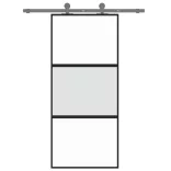 fekete edzett üveg és alumínium tolóajtó 90 x 205 cm