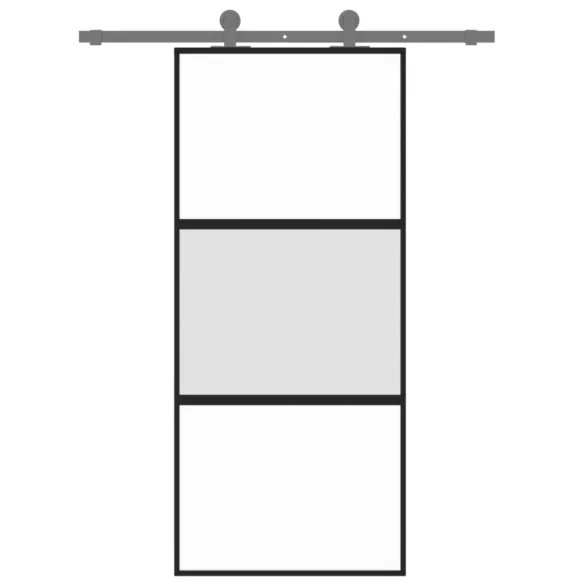 fekete edzett üveg és alumínium tolóajtó 90 x 205 cm