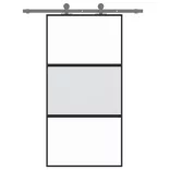 fekete edzett üveg és alumínium tolóajtó 102,5 x 205 cm