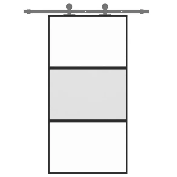 fekete edzett üveg és alumínium tolóajtó 102,5 x 205 cm