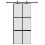 fekete edzett üveg és alumínium tolóajtó 90 x 205 cm