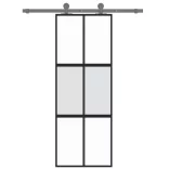 fekete edzett üveg és alumínium tolóajtó 76 x 205 cm